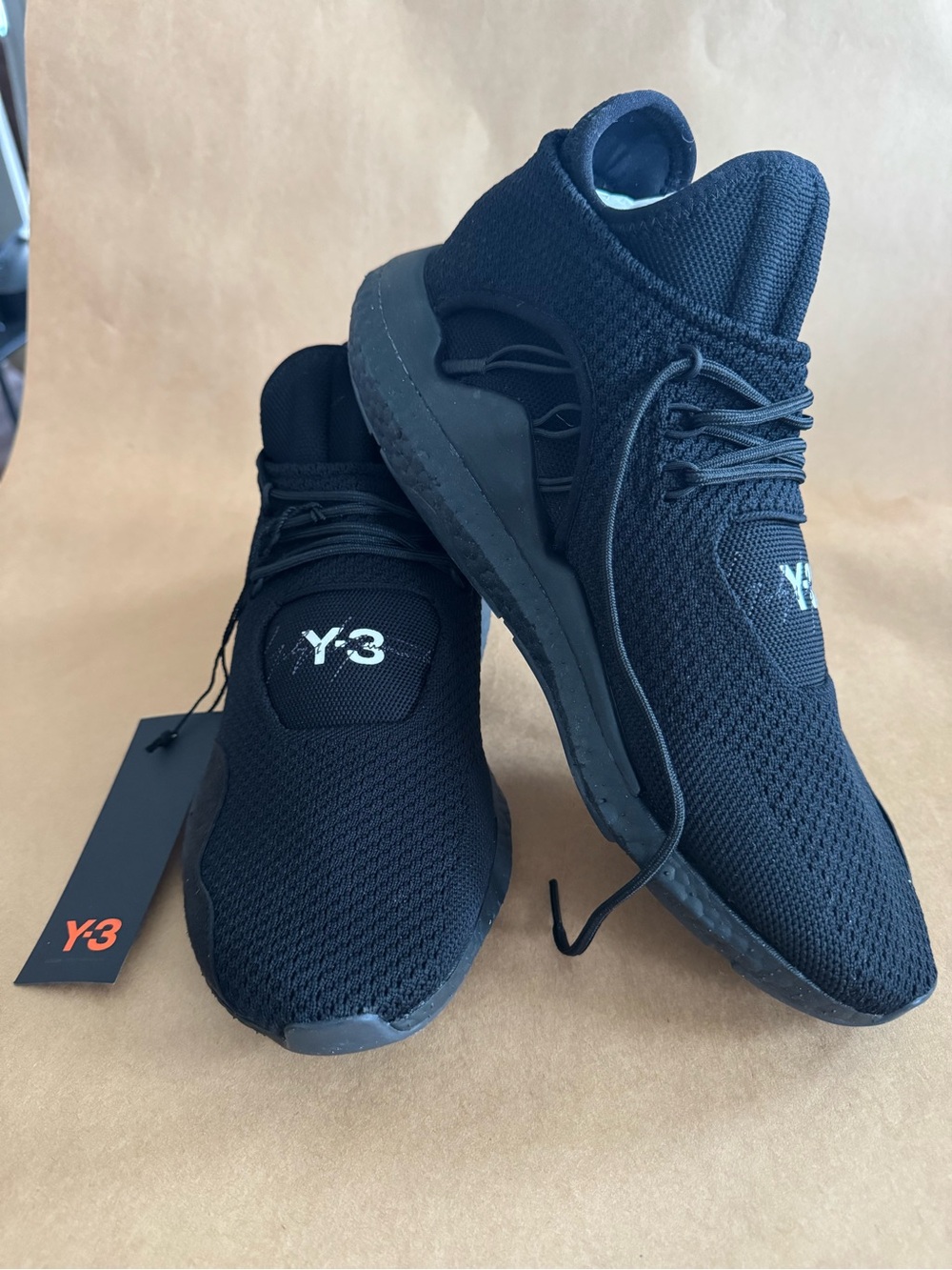 Y-3 Black Knit Low-Top Men's Sneakers